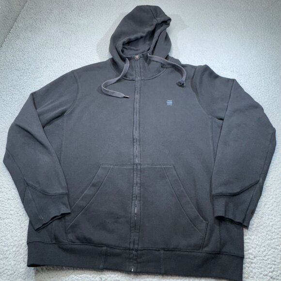G‎ Star Raw Hoodie Men Extra Large Black Premium Core HDD Full Zip Jogger Jacket - Picture 1 of 16